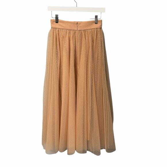 NWT Zimmermann Tulle Midi Skirt Nude Gold Metallic Dot Print Womens AU 0 / US 4 - Picture 5 of 9
